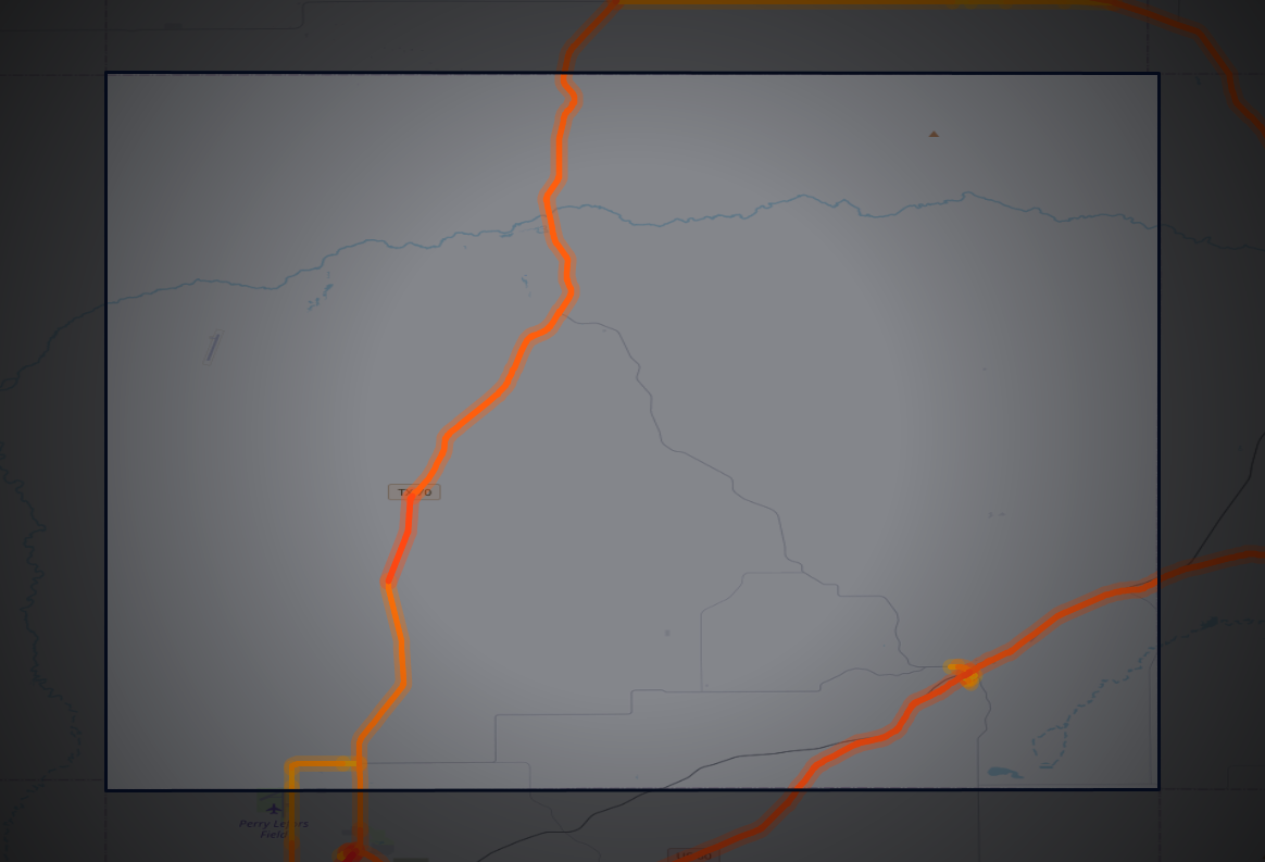 Traffic map of Roberts, Texas