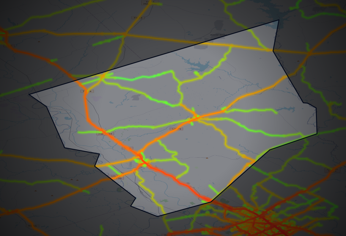 Traffic map of Robertson, Texas