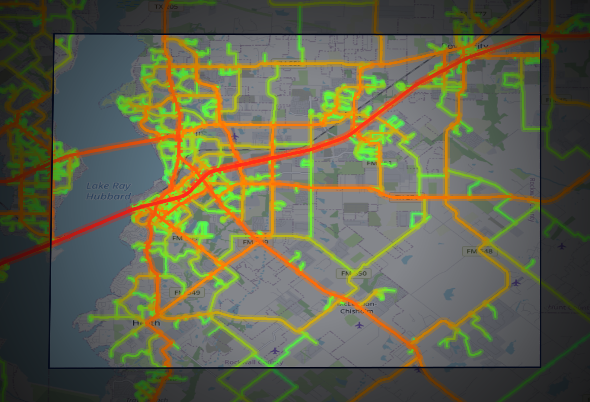Traffic map of Rockwall, Texas