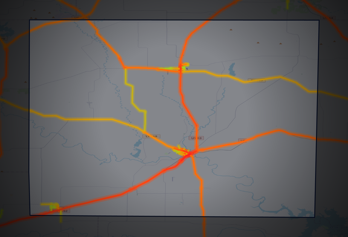 Traffic map of Runnels, Texas