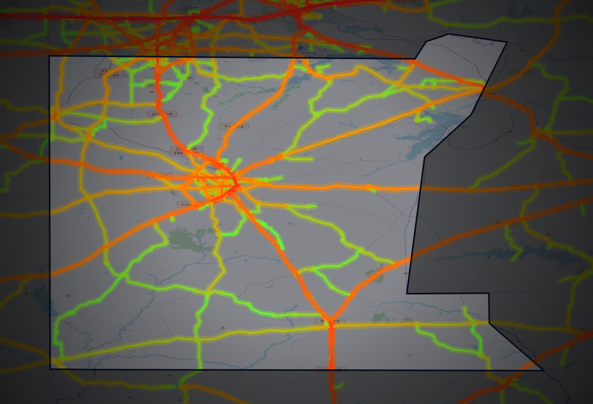 Traffic map of Rusk, Texas