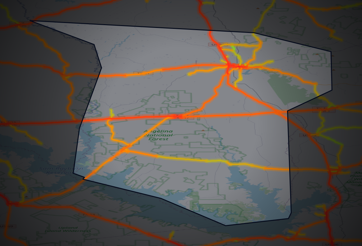 Traffic map of San Augustine, Texas