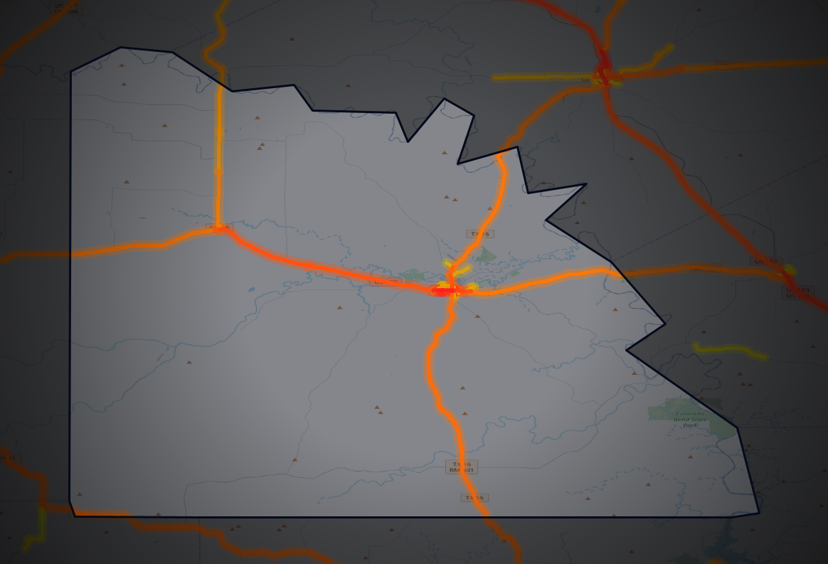 Traffic map of San Saba, Texas