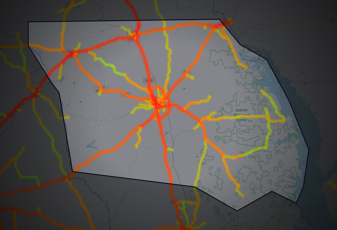 Traffic map of Shelby, Texas