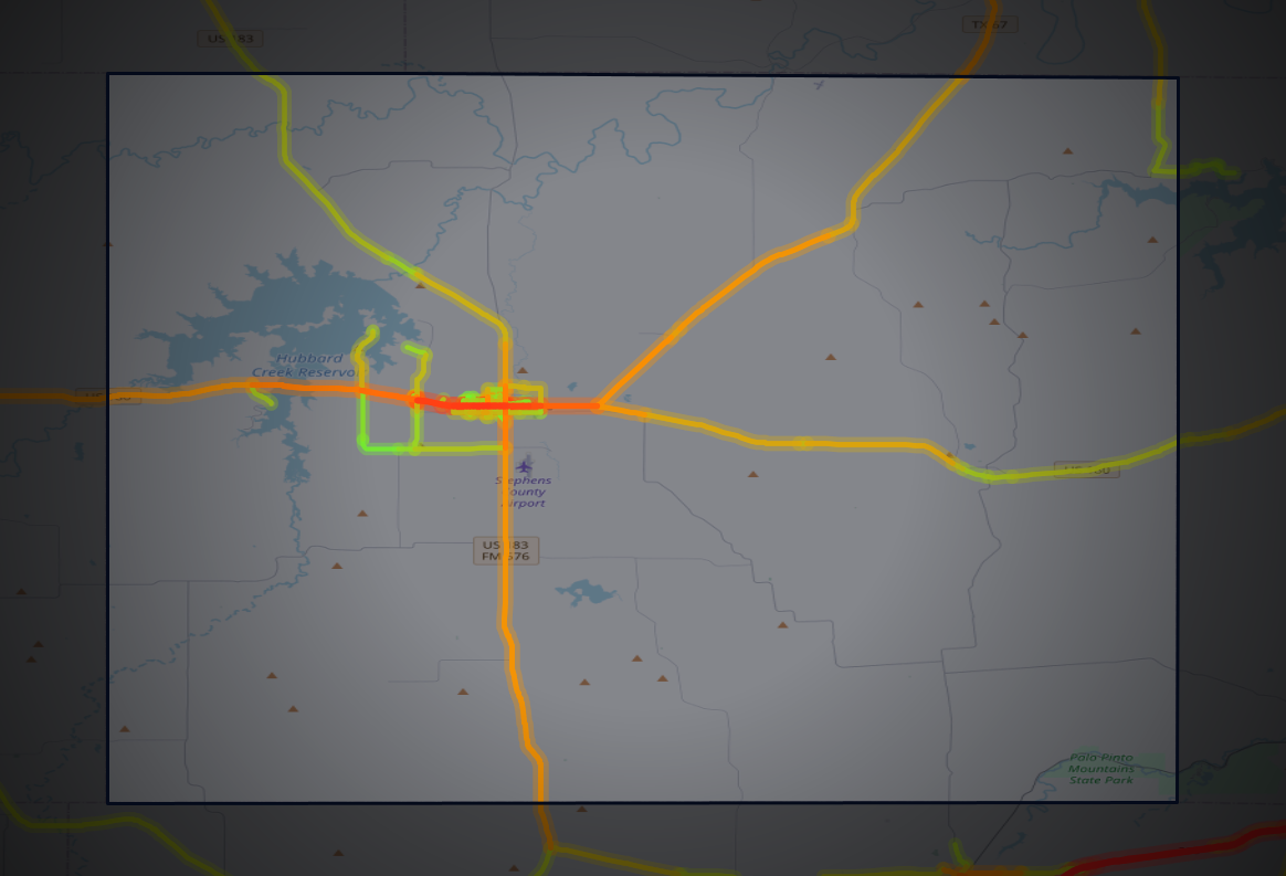 Traffic map of Stephens, Texas