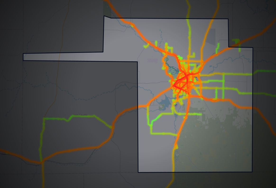 Traffic map of Tom Green, Texas