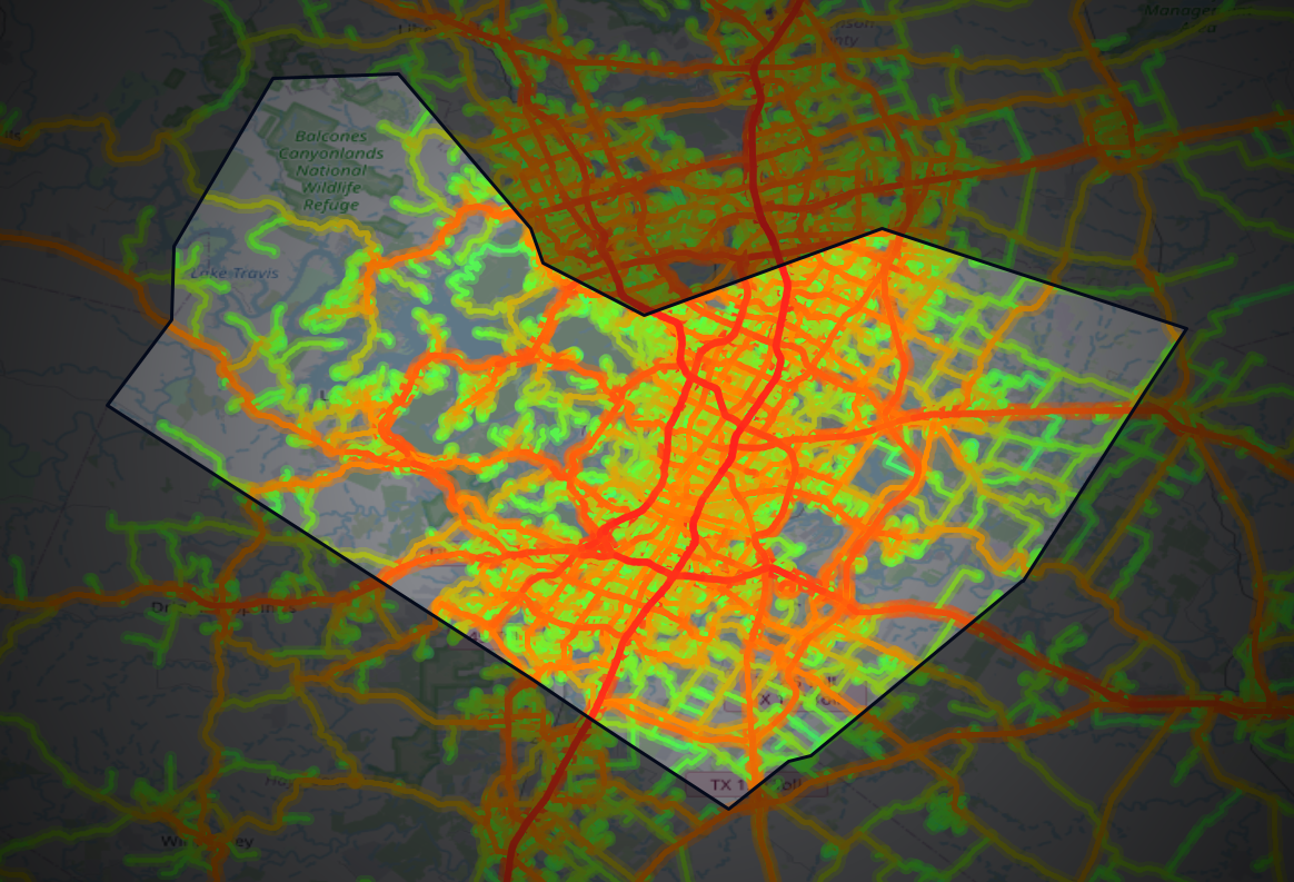 Traffic map of Travis, Texas