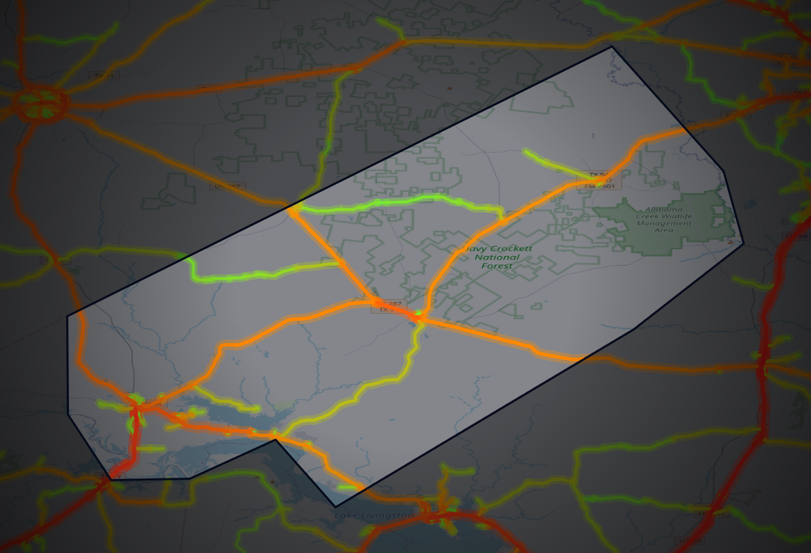 Traffic map of Trinity, Texas