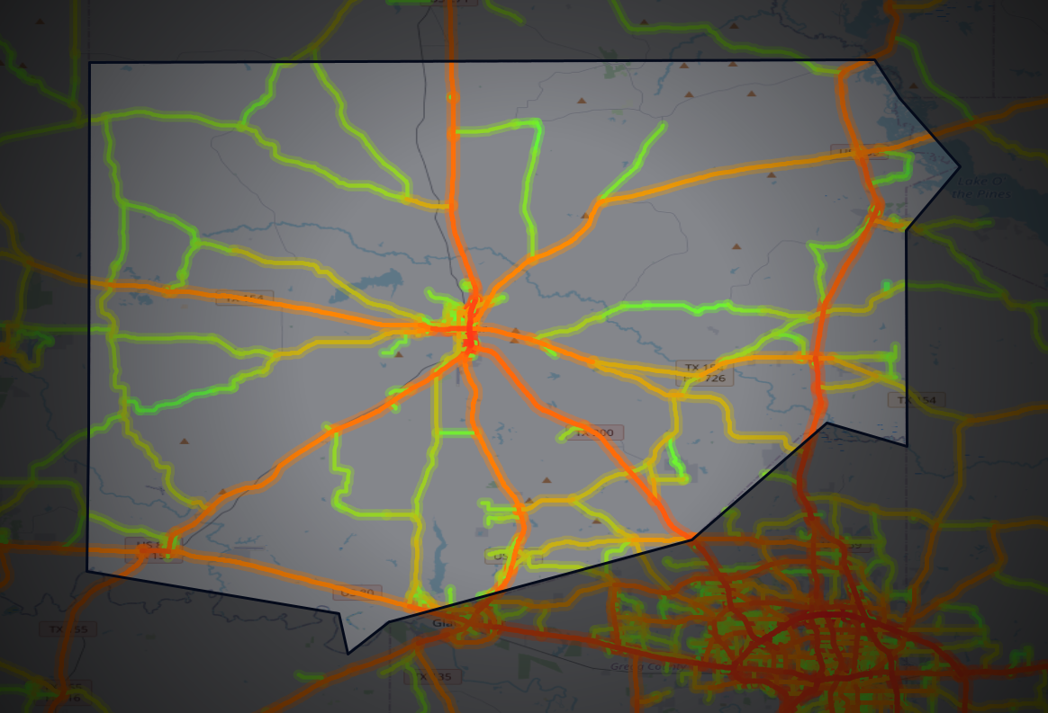 Traffic map of Upshur, Texas
