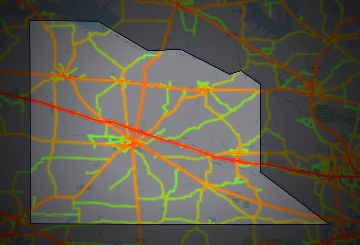 Traffic map of Van Zandt, Texas