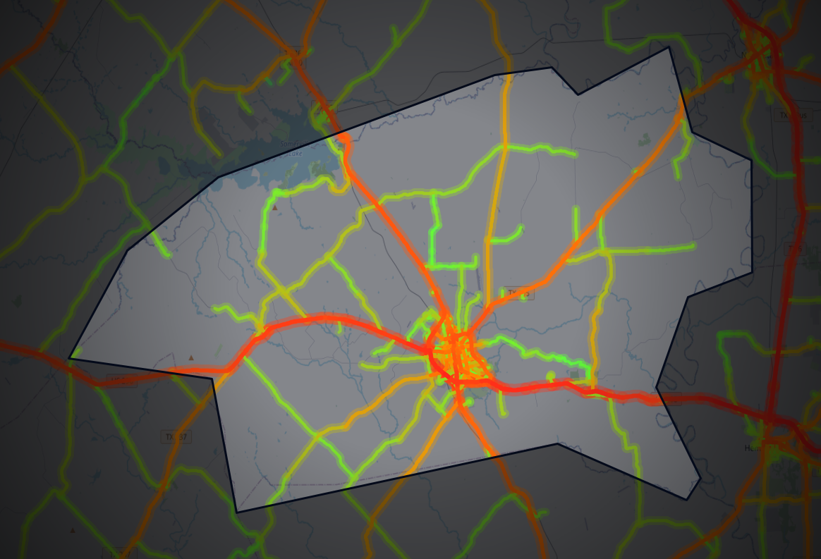 Traffic map of Washington, Texas
