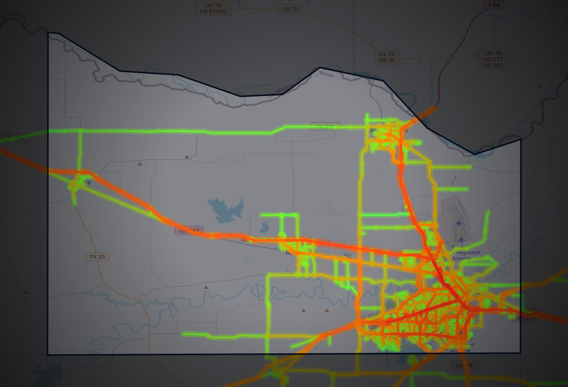 Traffic map of Wichita, Texas
