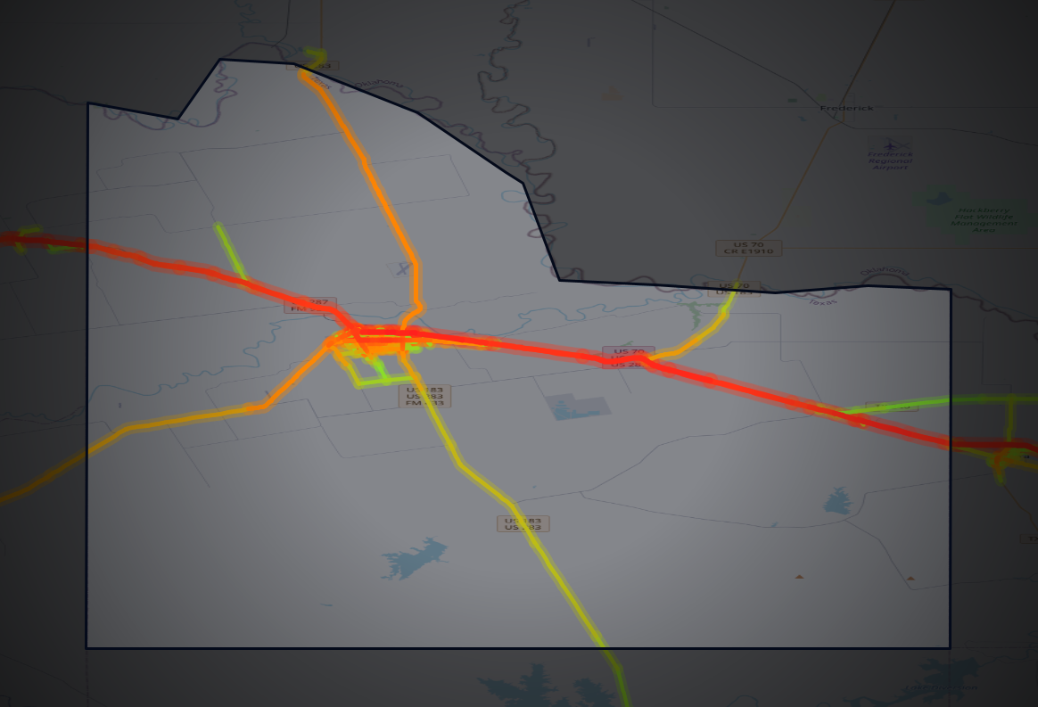Traffic map of Wilbarger, Texas