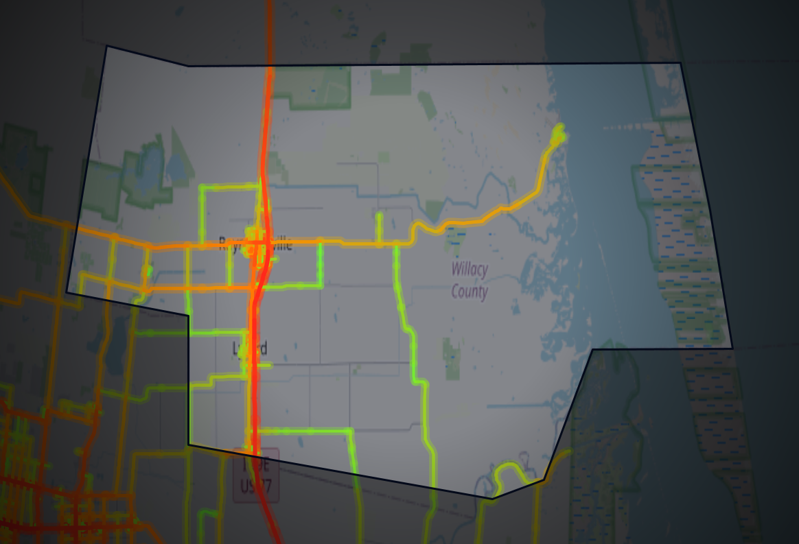 Traffic map of Willacy, Texas