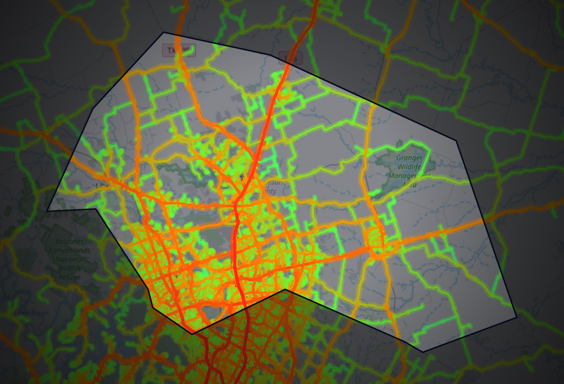 Traffic map of Williamson, Texas