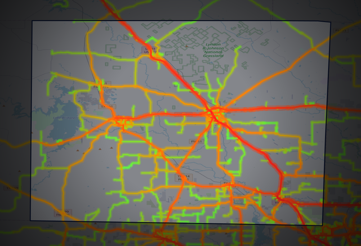 Traffic map of Wise, Texas