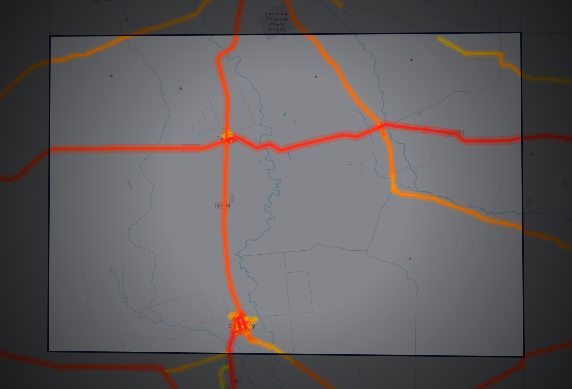 Traffic map of Zavala, Texas