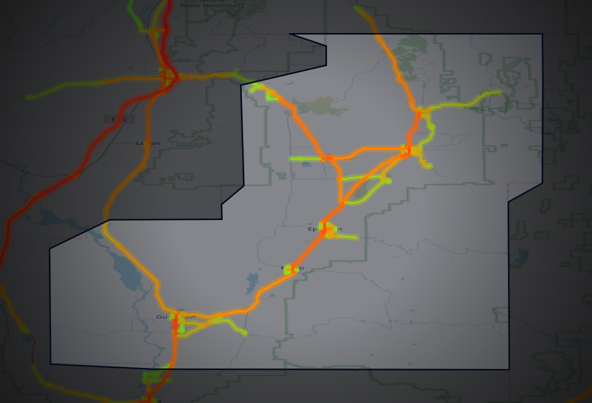Traffic map of Sanpete, Utah
