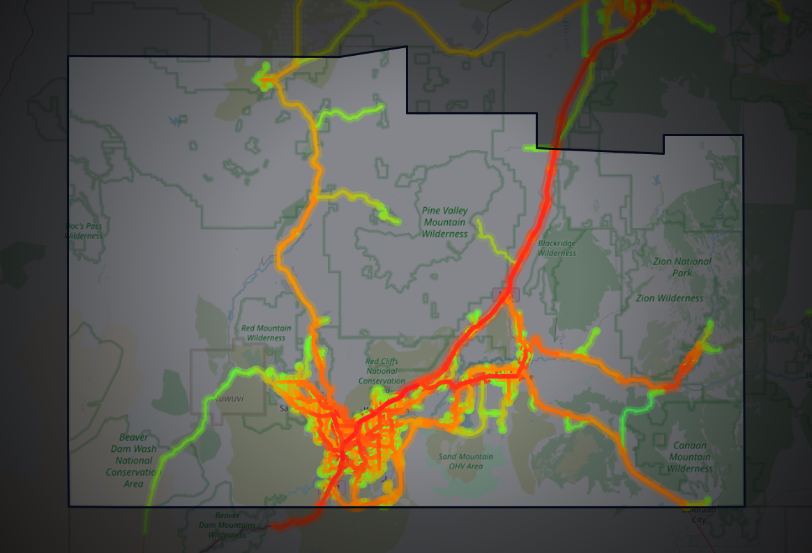 Traffic map of Washington, Utah