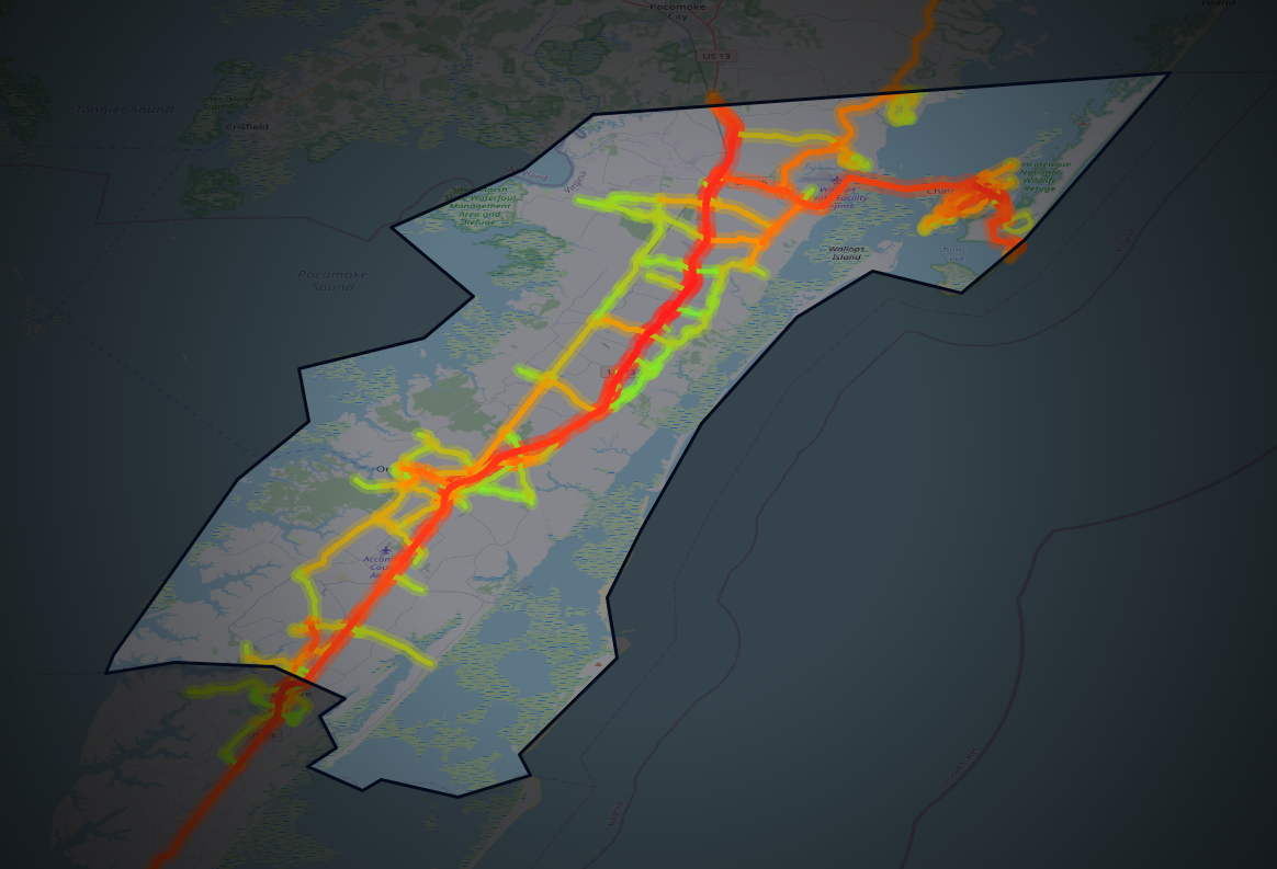 Traffic map of Accomack, Virginia