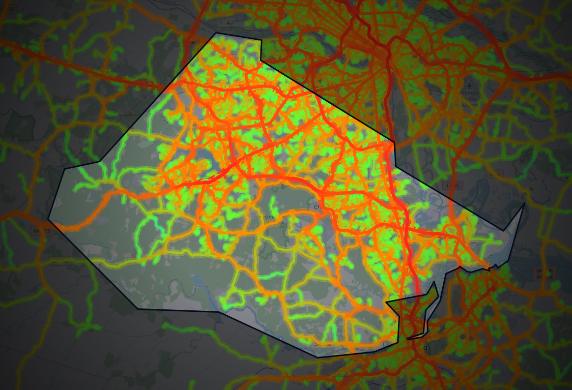Traffic map of Chesterfield, Virginia