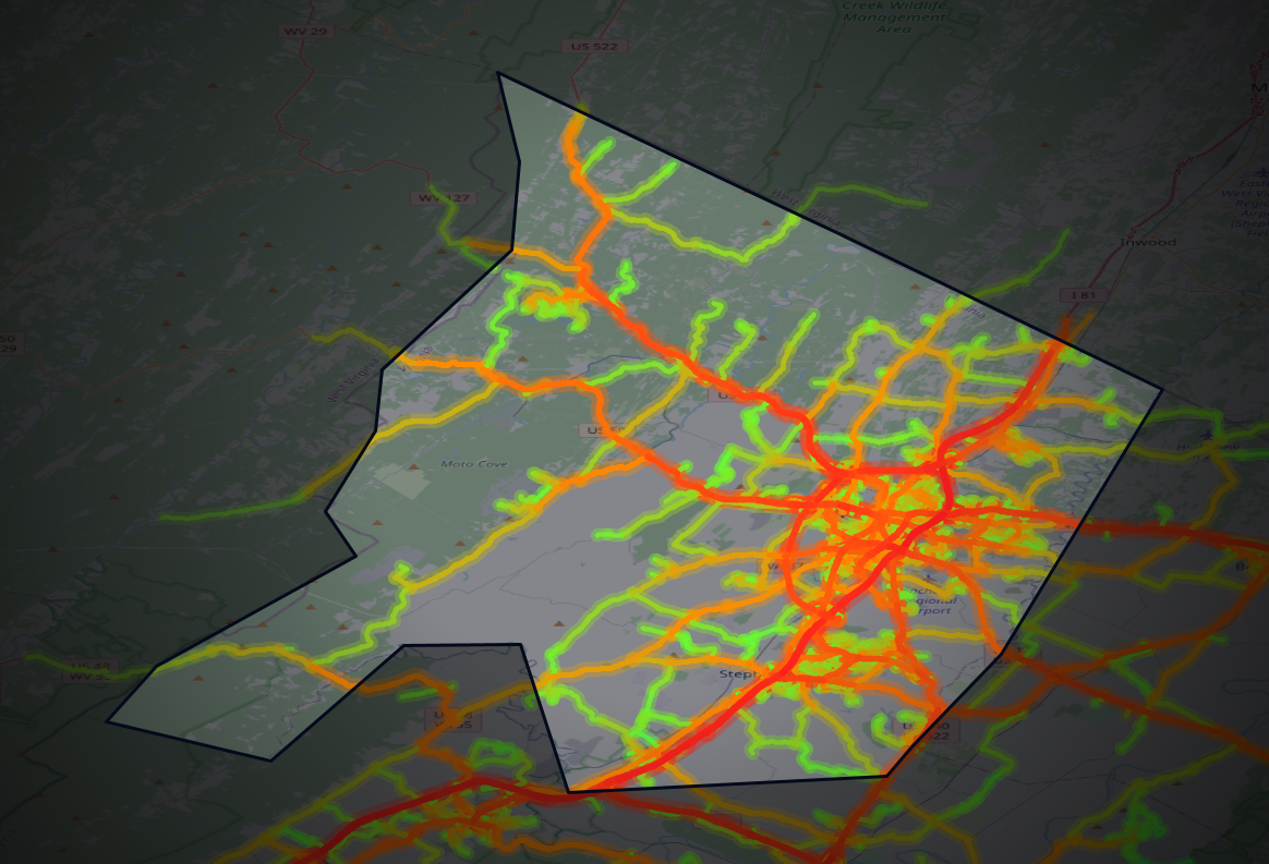 Traffic map of Frederick, Virginia