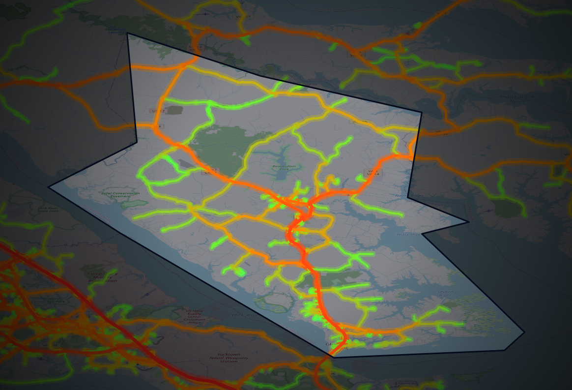Traffic map of Gloucester, Virginia
