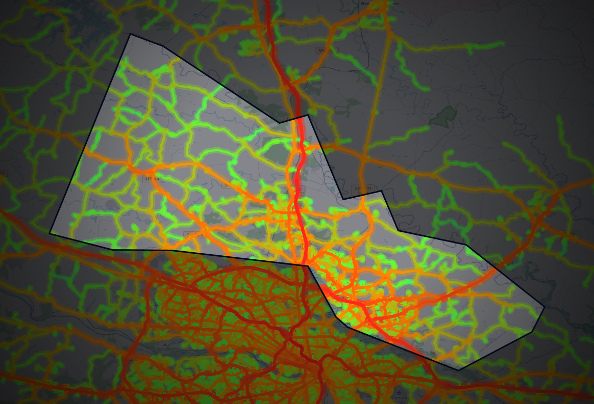 Traffic map of Hanover, Virginia