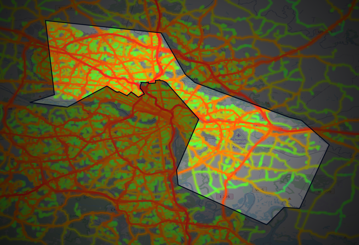 Traffic map of Henrico, Virginia