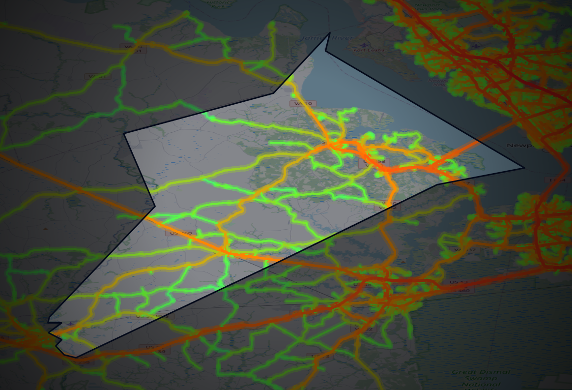 Traffic map of Isle of Wight, Virginia