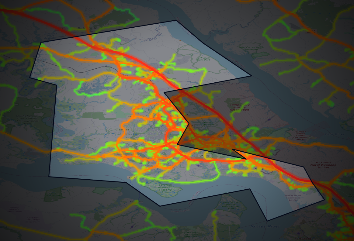 Traffic map of James City, Virginia