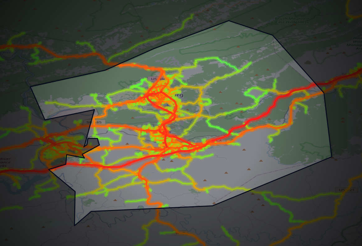 Traffic map of Montgomery, Virginia