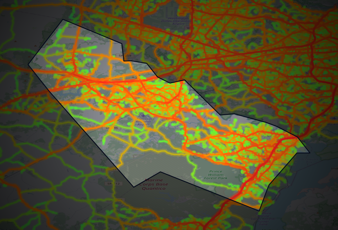 Traffic map of Prince William, Virginia