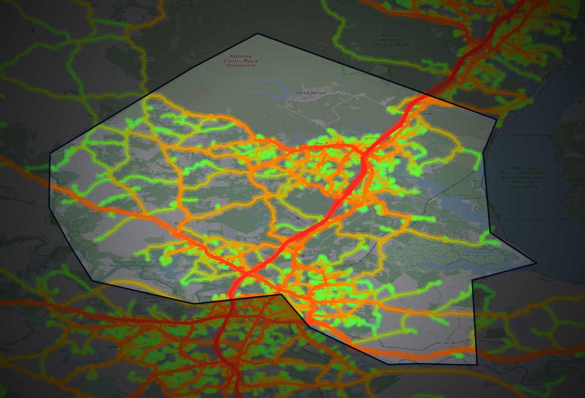 Traffic map of Stafford, Virginia