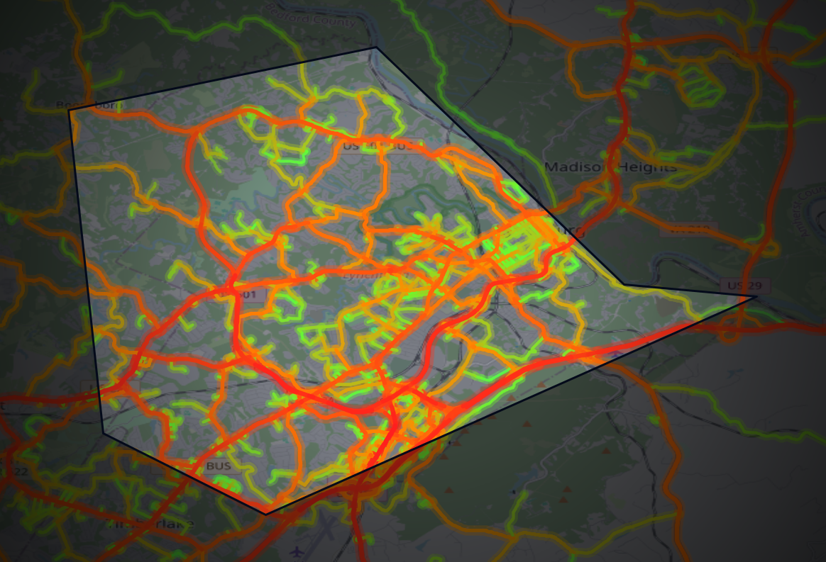 Traffic map of Lynchburg, Virginia