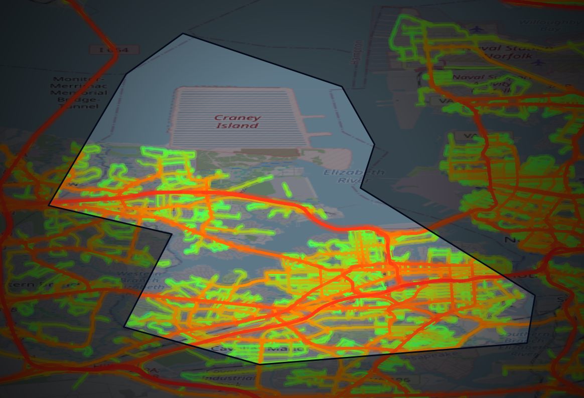 Traffic map of Portsmouth, Virginia