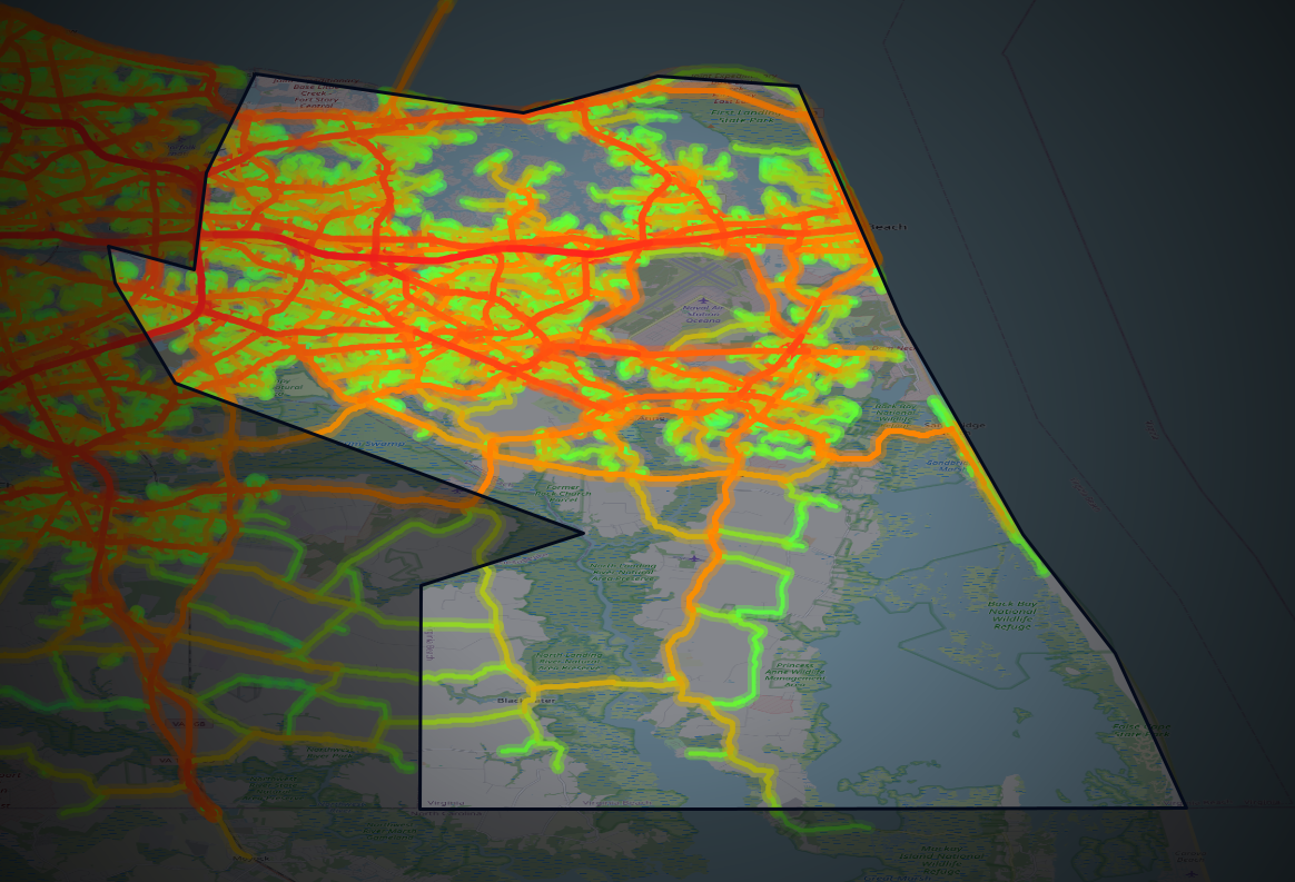 Traffic map of Virginia Beach, Virginia
