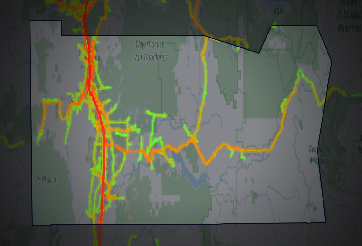 Traffic map of Lewis, Washington