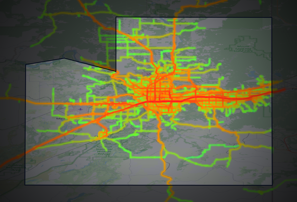Traffic map of Spokane, Washington