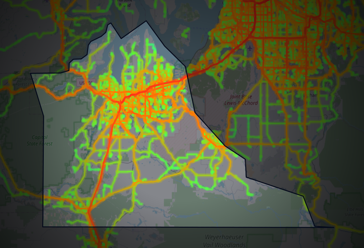 Traffic map of Thurston, Washington
