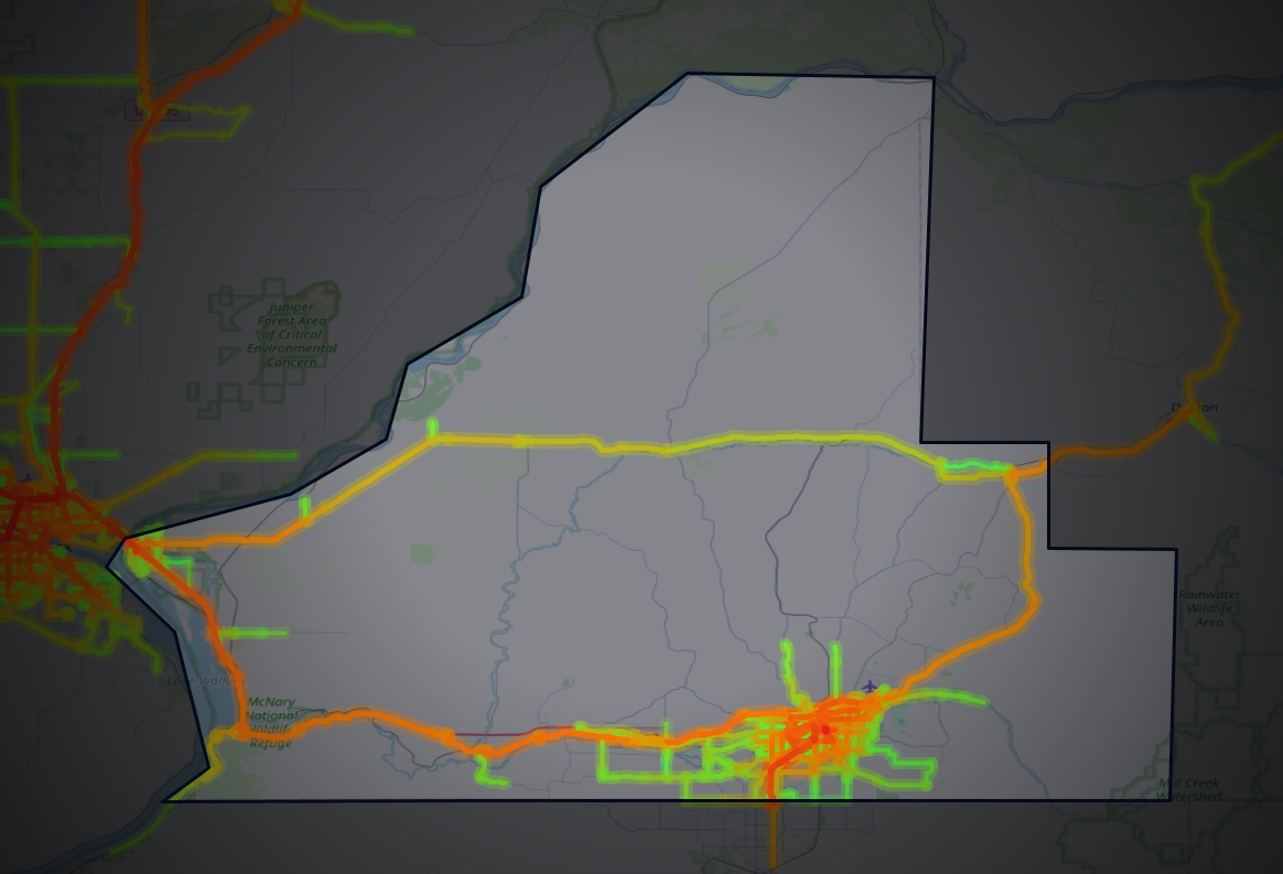 Traffic map of Walla Walla, Washington