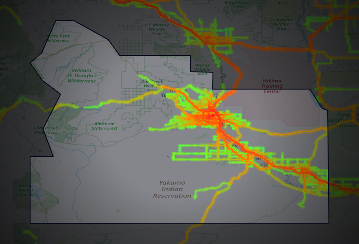 Traffic map of Yakima, Washington