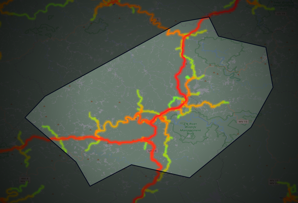 Traffic map of Braxton, West Virginia