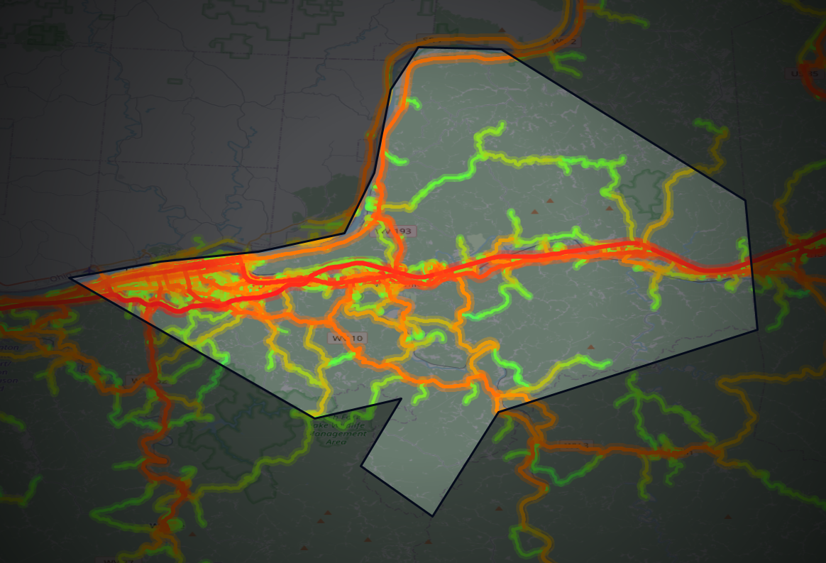 Traffic map of Cabell, West Virginia
