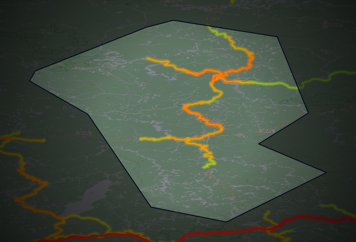 Traffic map of Calhoun, West Virginia