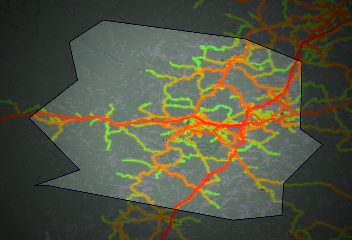 Traffic map of Harrison, West Virginia