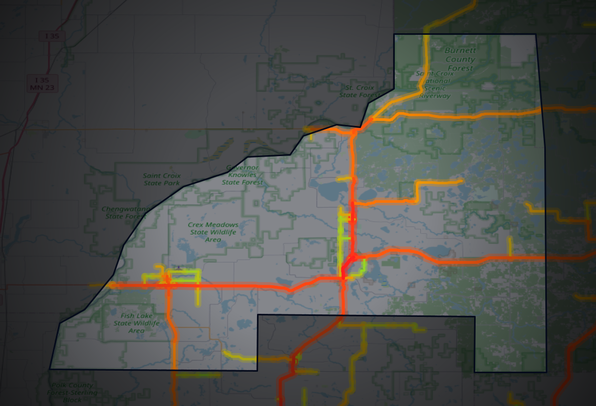 Traffic map of Burnett, Wisconsin