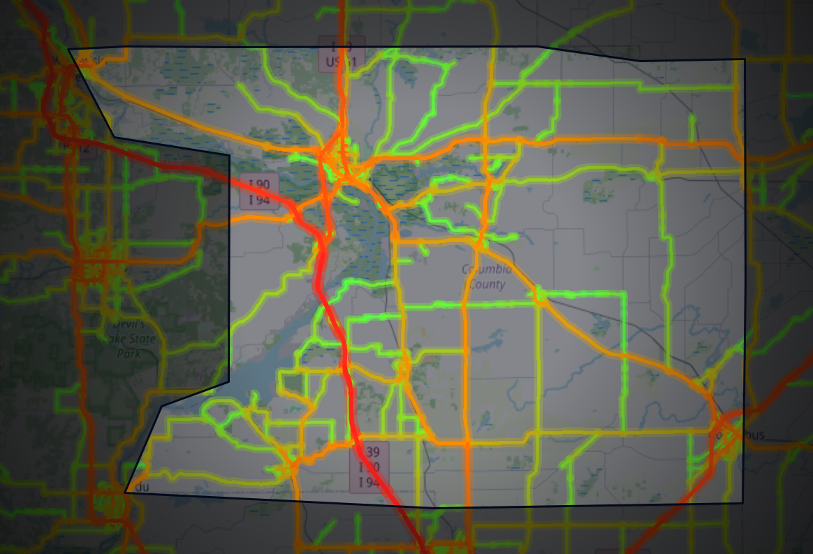 Traffic map of Columbia, Wisconsin