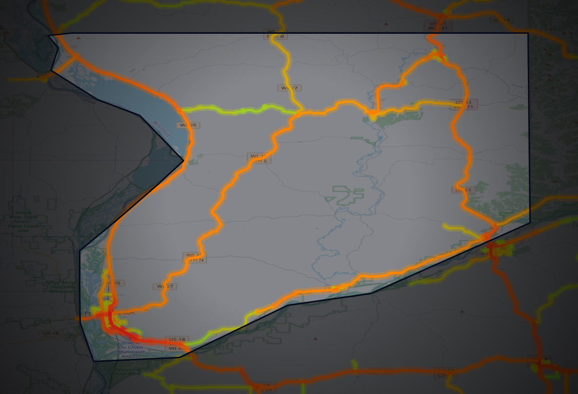 Traffic map of Crawford, Wisconsin
