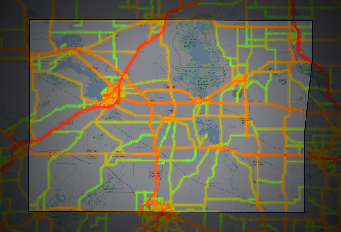 Traffic map of Dodge, Wisconsin